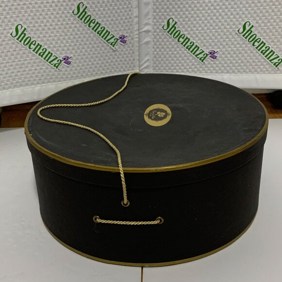 Vintage Fleur de Paris New Orleans Cardboard Hat Box Storage Container Black - Picture 5 of 14